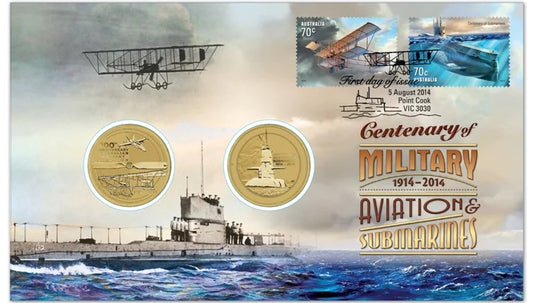 2014 Perth Mint PNC - Centenary of Military Aviation & Submarines