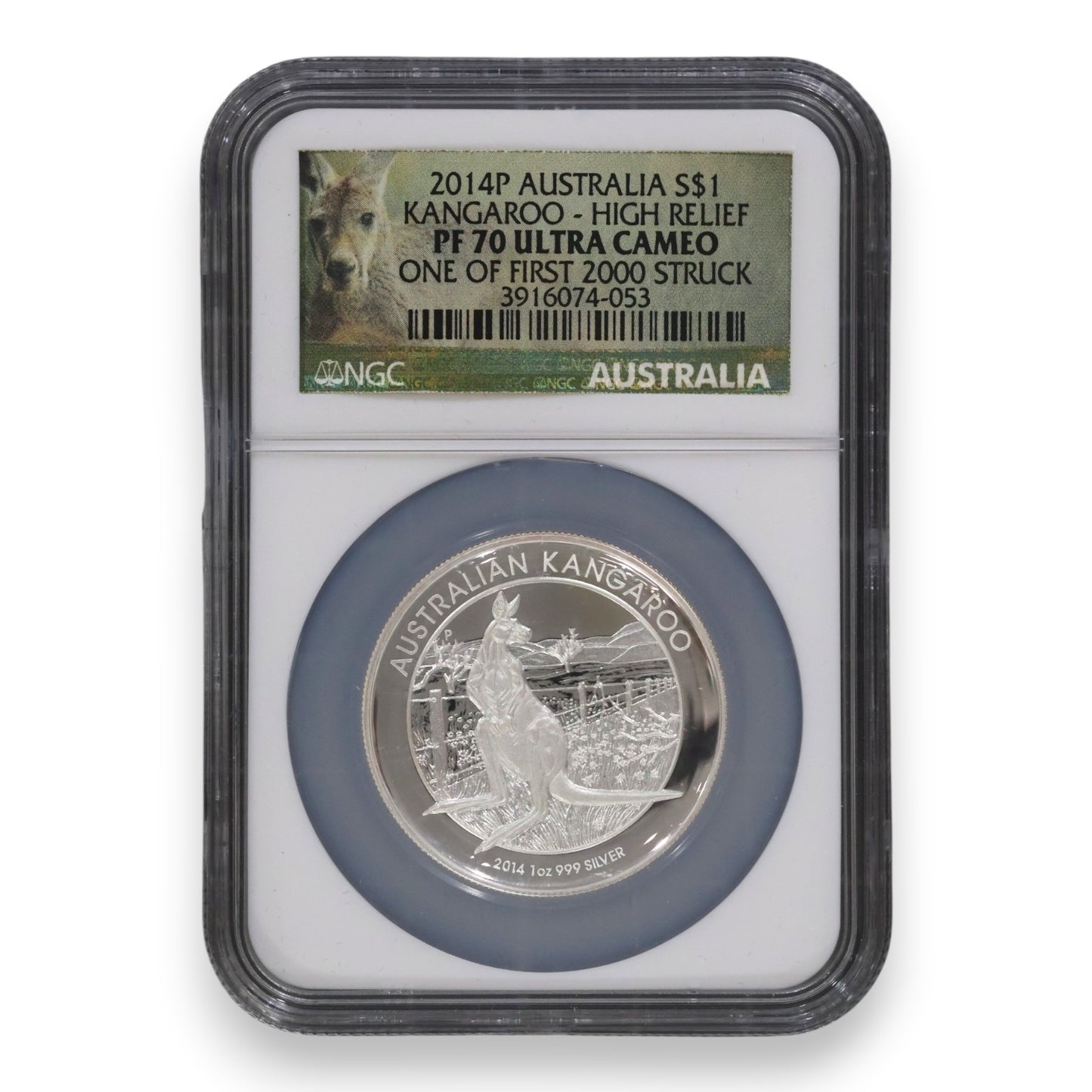 2014 $1 1oz High Relief Silver Proof Coin – Australian Kangaroo (NGC PF 70 Ultra Cameo – One of First 2000 Struck)