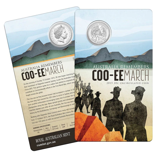 2015 20c Uncirculated Coin - Australia Remembers - Coo-ee March