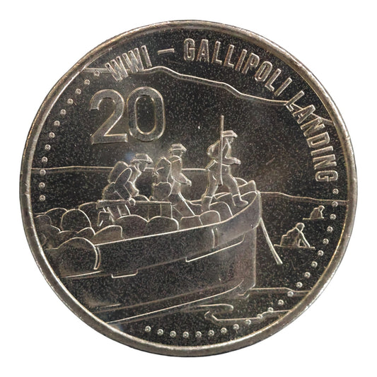 2015 20c Coin - ANZACS Remembered - Gallipoli Landing