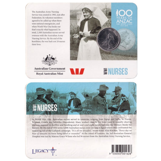 2015 20c Coin - ANZACS Remembered - Nurses