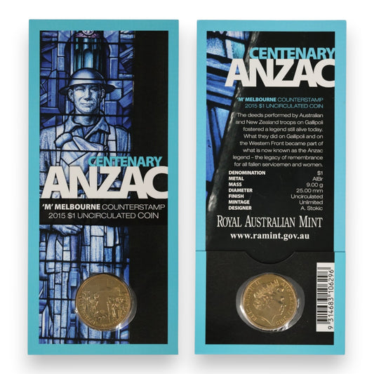2015 $1 Coin - Anzac Centenary 1915-2015 (Melbourne 'M' Counterstamp)