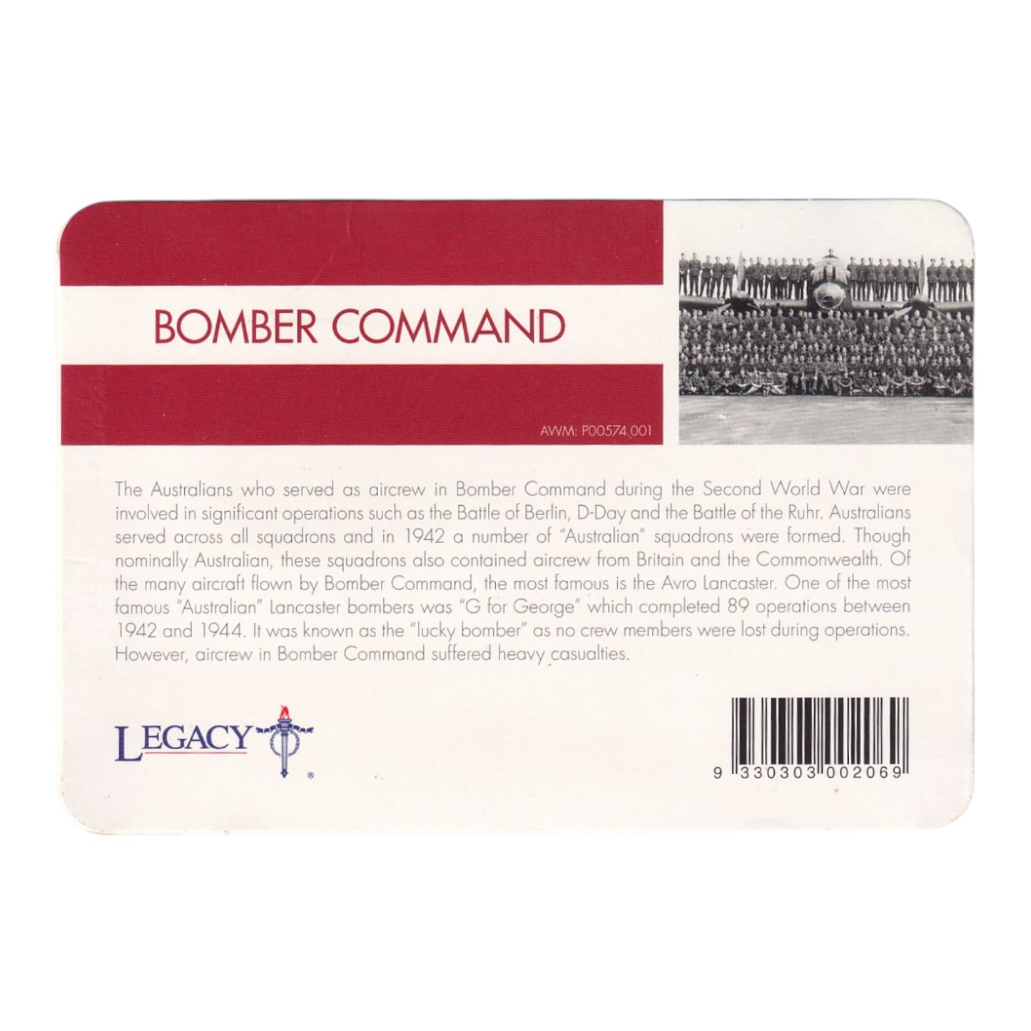 2016 20c Coin - 'Anzac to Afghanistan' - Bomber Command