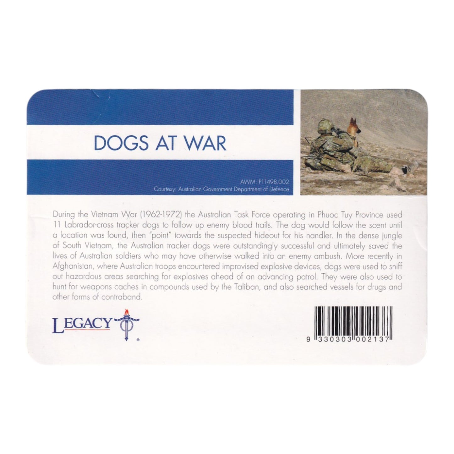 2016 20 Cent Coin - 'Anzac to Afghanistan' - Dogs at War