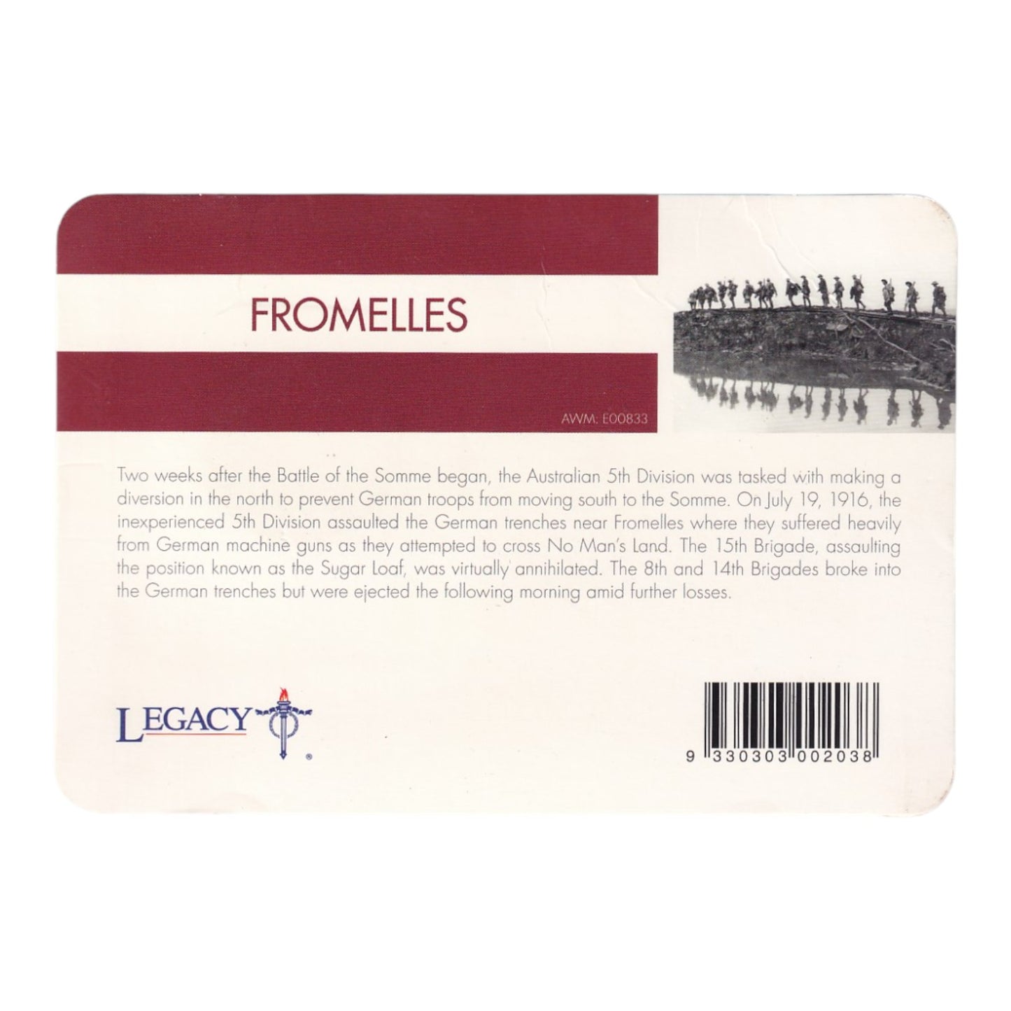 2016 20c Coin - 'Anzac to Afghanistan' - Fromelles