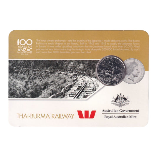 2016 20c Coin - 'Anzac to Afghanistan' - Thai-Burma Railway