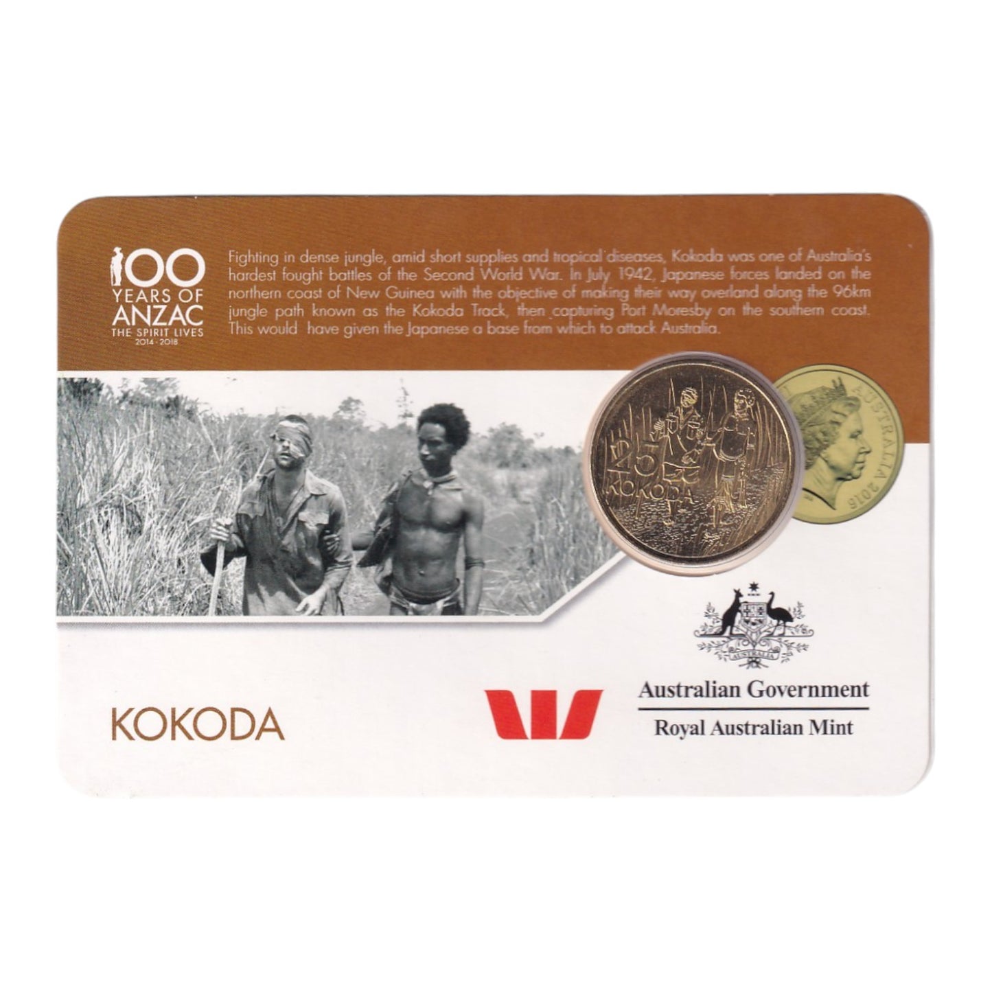 2016 25c Coin - ANZAC to Afghanistan - "Kokoda"