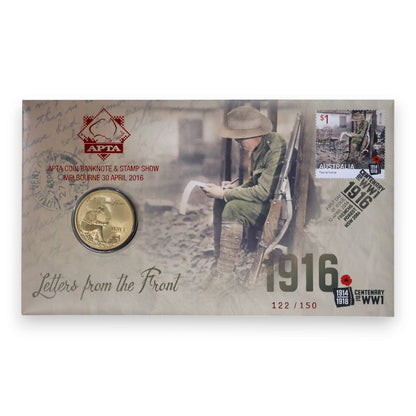 2016 PNC - Postmen of WW1 - Letters from the Front - APTA Coin Banknote & Stamp Show Melbourne Overprint