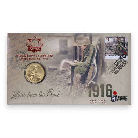 2016 PNC - Postmen of WW1 - Letters from the Front - APTA Coin Banknote & Stamp Show Melbourne Overprint