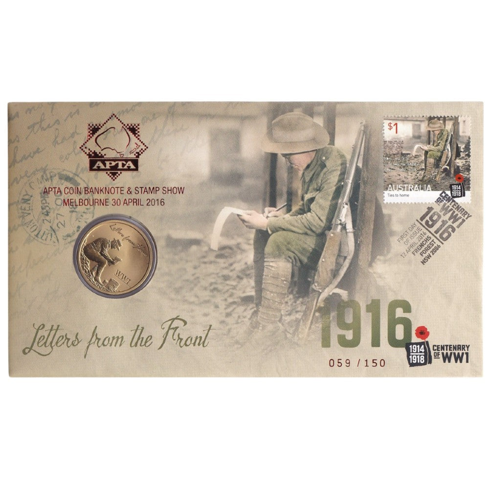 2016 PNC - Postmen of WW1 - Letters from the Front - APTA Coin Banknote & Stamp Show Melbourne Overprint