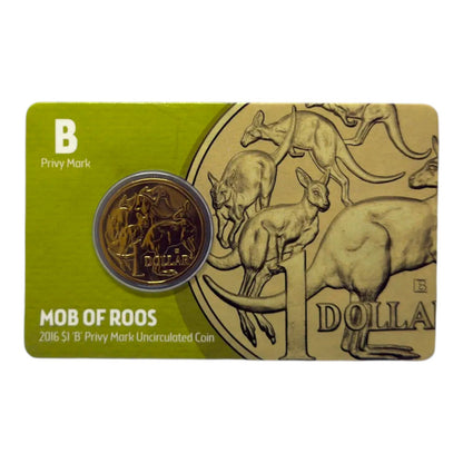 2016 $1 Coin - Brisbane Money Expo - Mob of Roos - 'B' Privymark