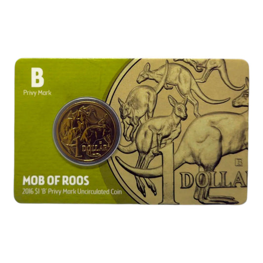 2016 $1 Coin - Brisbane Money Expo - Mob of Roos - 'B' Privymark