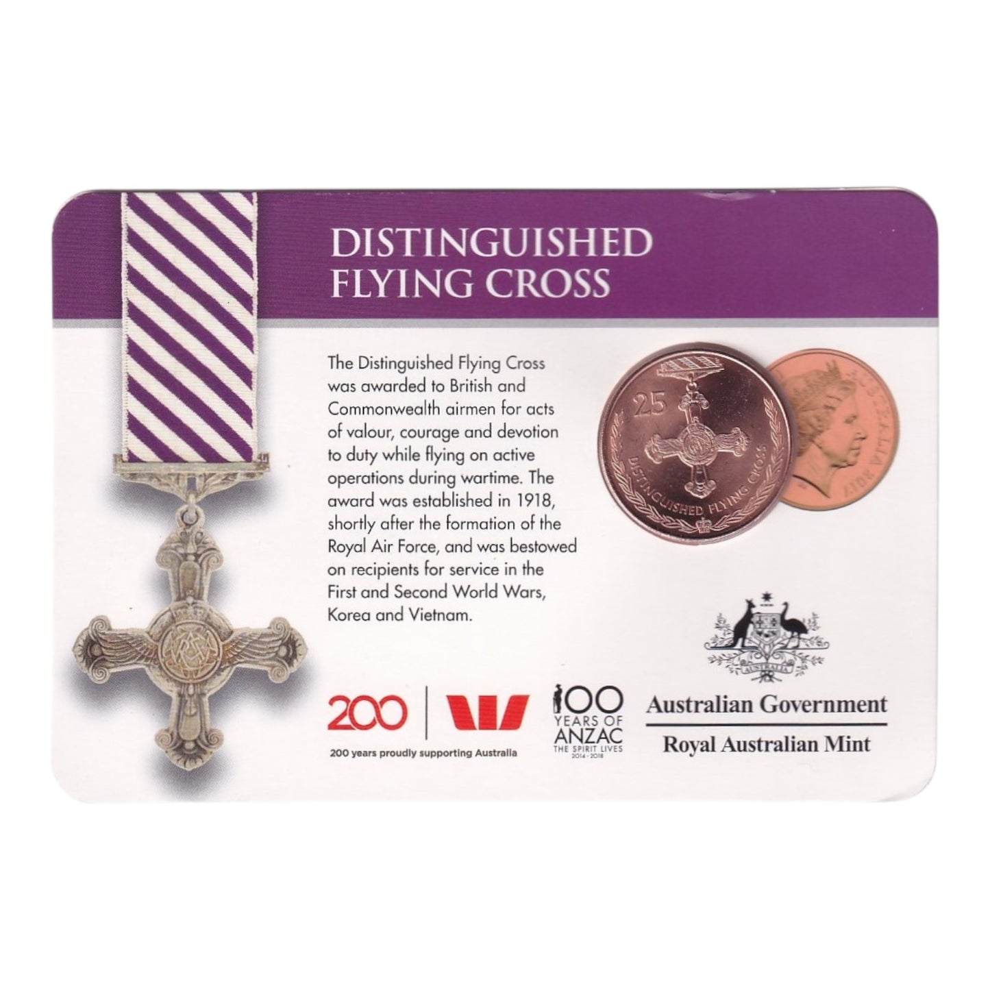 2017 25c Coin - Legends of the Anzac - Distinguished Flying Cross
