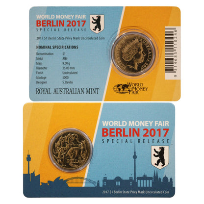 2017 $1 Coin - World Money Fair - Berlin State Privy Mark Uncirculated Coin