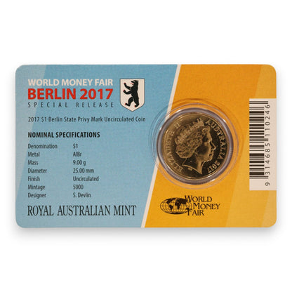 2017 $1 Coin - World Money Fair - Berlin State Privy Mark Uncirculated Coin