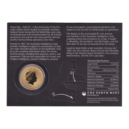 2017 Perth Mint ANZAC Day One Dollar Coin - Australian Intelligence Corps