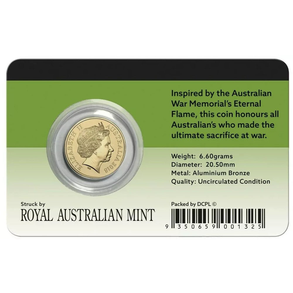 2018 $2 Lest We Forget - Colour Aluminium-Bronze Uncirculated Coin Pack