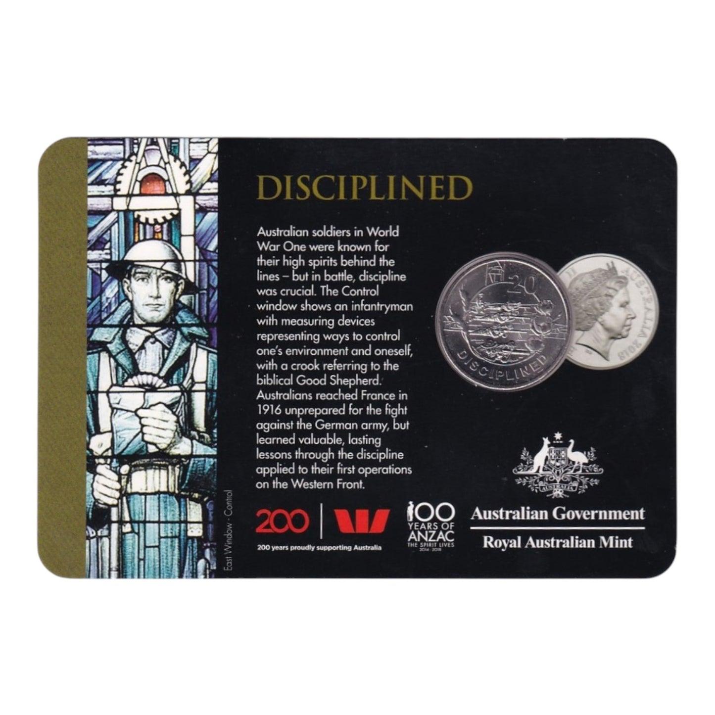 2018 20c Coin - Anzac Spirit - Disciplined
