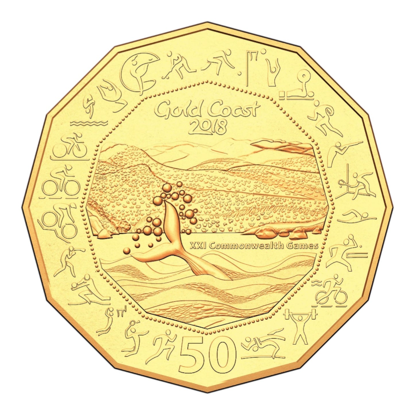 2018 50c Coin - XXI Commonwealth Games - Gold Plated
