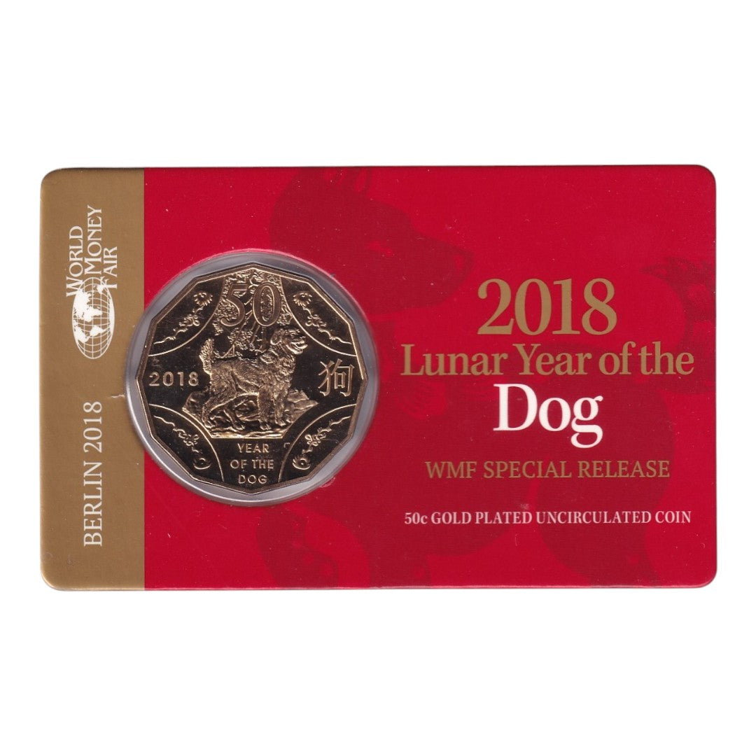 2018 Tetra-Decagon 50c Coin Year of the Dog  - Gold Plated World Money Fair Berlin