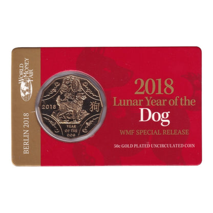 2018 Tetra-Decagon 50c Coin Year of the Dog  - Gold Plated World Money Fair Berlin