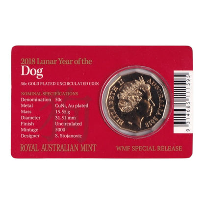 2018 Tetra-Decagon 50c Coin Year of the Dog  - Gold Plated World Money Fair Berlin