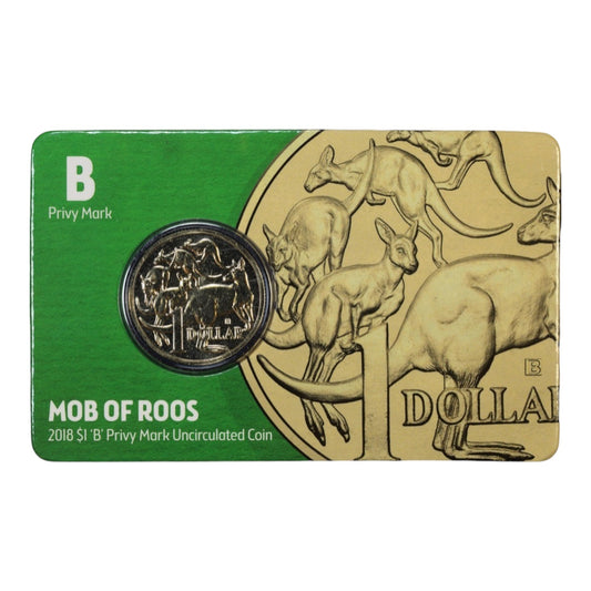 2018 $1 Coin - Brisbane Money Expo - Mob of Roos - 'B' Privymark
