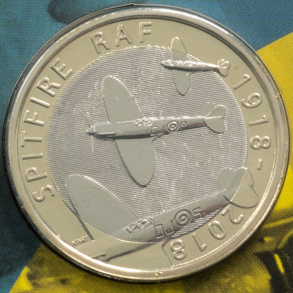 2018 RAF Centenary - Spitfire - £2 Coin - Brilliant Uncirculated Coin In Folder