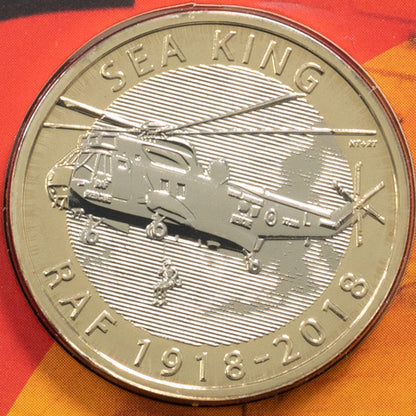 2018 RAF Centenary - Sea King Helicopter - £2 Coin - Brilliant Uncirculated Coin In Folder