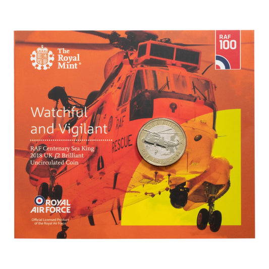 2018 RAF Centenary - Sea King Helicopter - £2 Coin - Brilliant Uncirculated Coin In Folder