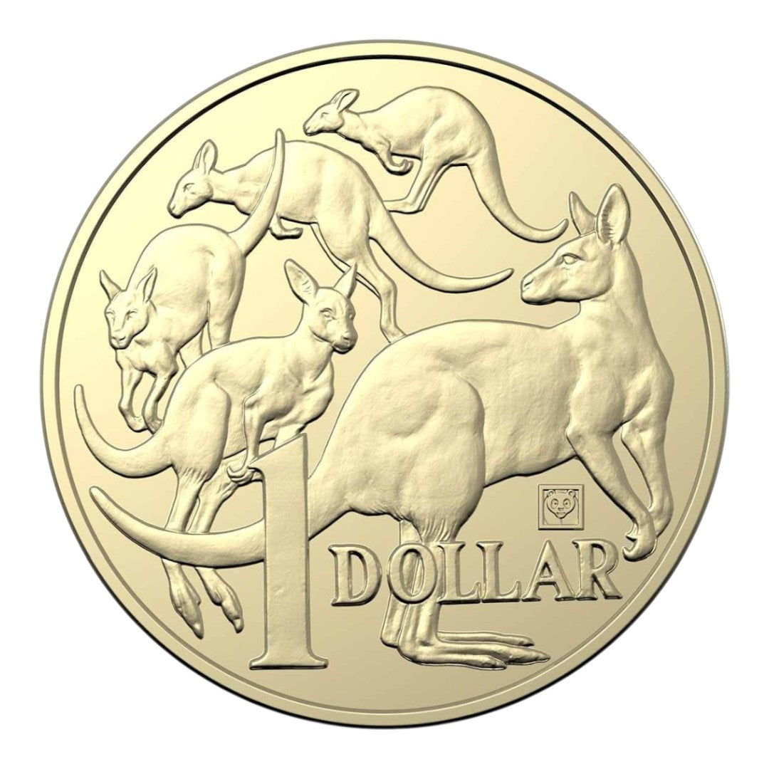 2019 $1 Coin - 'BICE' Mob of Roo's with Panda Privy Mark - Beijing International Coin Exposition