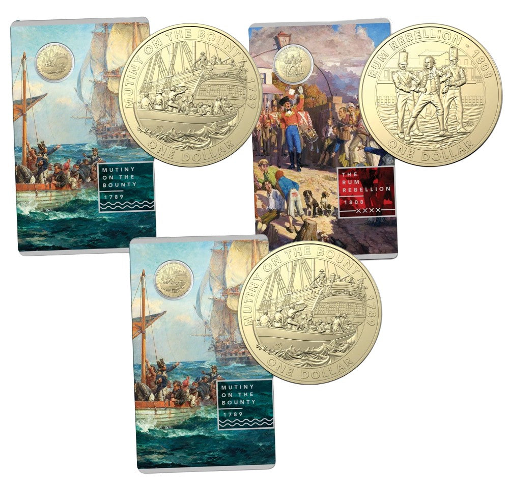 2019 Australian One Dollar Coin Set - Mutiny and Rebellion Set of 3