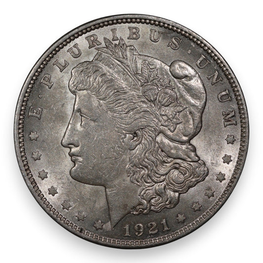 1921 Morgan Silver Dollar - Uncirculated Details (Cleaned / Light Hairlines)