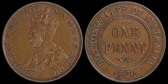 1931 Australian Penny - London Obverse with 