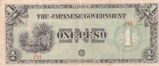 1942 Philippines Banknote - Japanese Occupation - 1 Peso - p106b - Loose Change Coins