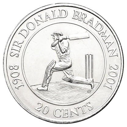 2001 20c Coin - Sir Donald Bradman Cupro-Nickel Uncirculated Coin Pack
