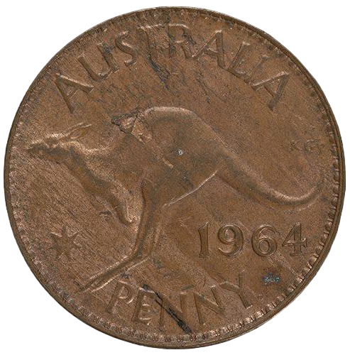 1964 (Y.) Australian Penny - Extremely Fine - Reverse Lamination Peel