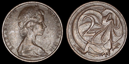 1966 Australian 2 Cent Coin - Royal Australian Mint Variety - Loose Change Coins