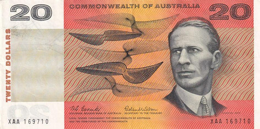 1966 Australian $20 Note - XAA169710 - Coombs/Wilson - R401F First Prefix - About Uncirculated - Loose Change Coins