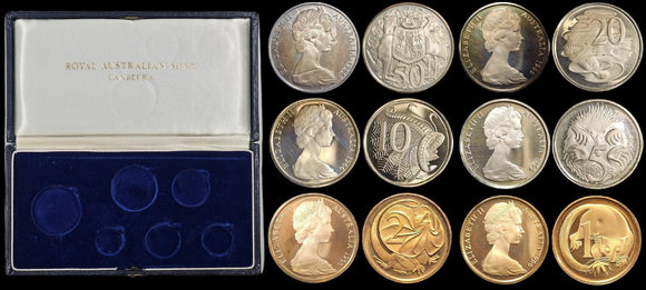 1966 Royal Australian Mint Proof Coin Set - First Year of Issue *Toned* - Loose Change Coins