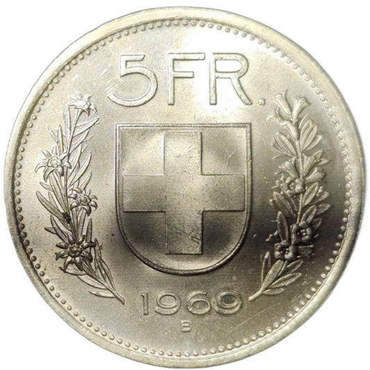 1969 'B' Switzerland 5 Francs - Herdsman - Silver (.835) - Uncirculated - Loose Change Coins
