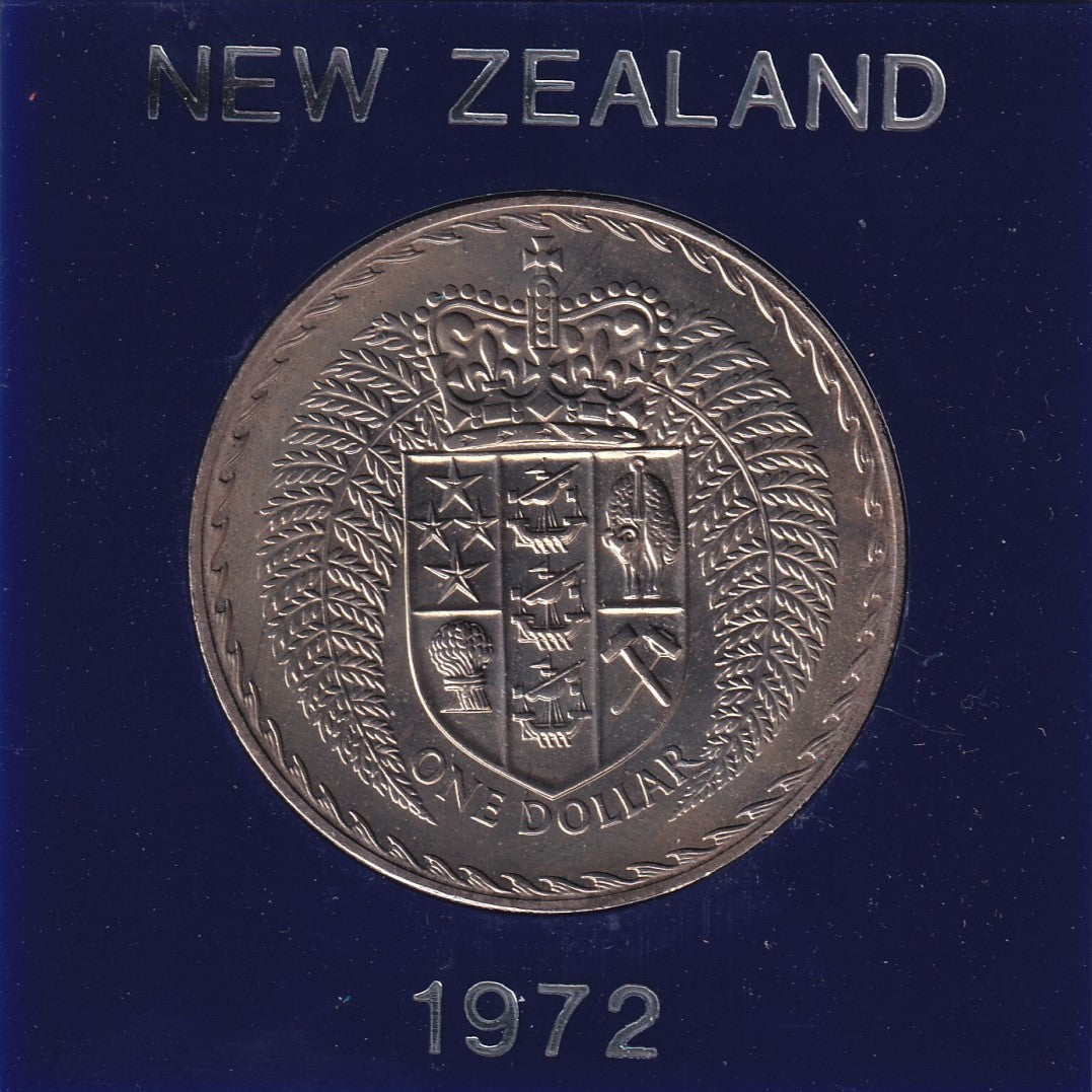 1972 New Zealand $1 Coin - Shield of Arms Series