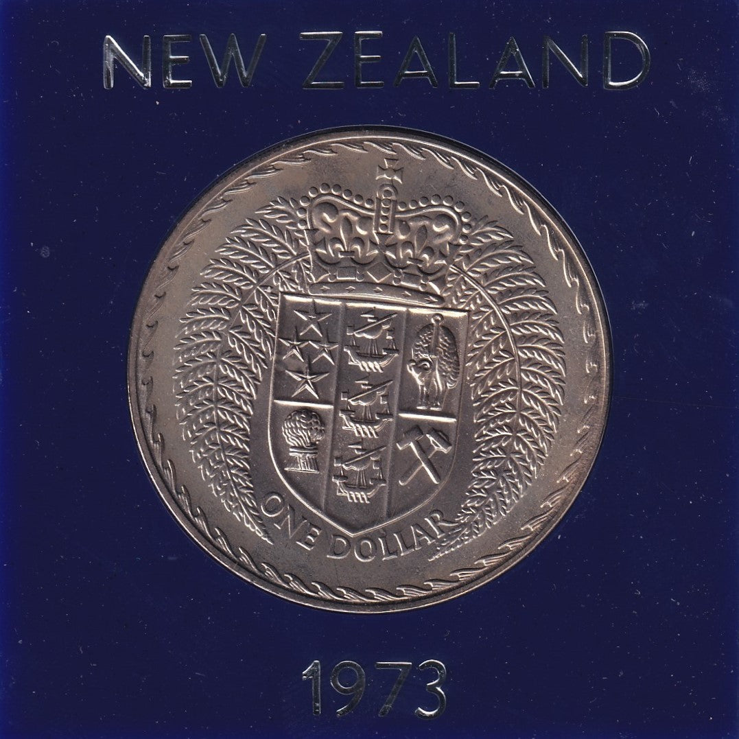 1973 New Zealand $1 Coin - Shield of Arms Series