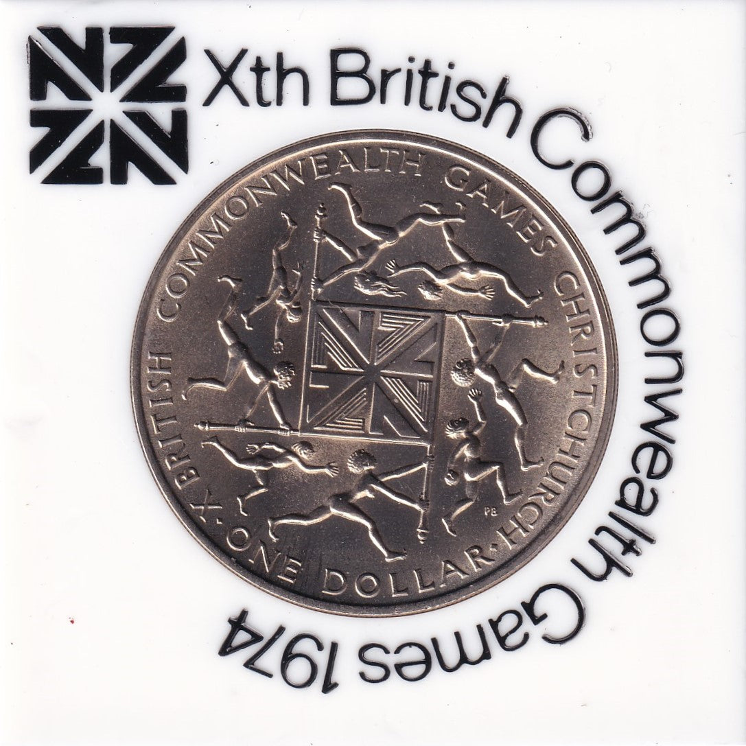 1974 New Zealand $1 Coin - 1974 Commonwealth Games