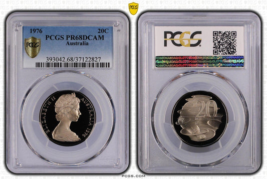 1976 Australian 20 Cent Coin - Graded PR68DCAM by PCGS - Loose Change Coins