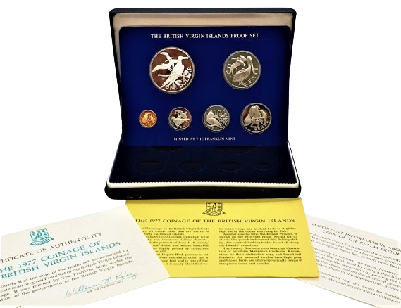 1977 British Virgin Islands - Proof Set with Silver  $1 Coin - Franklin Mint