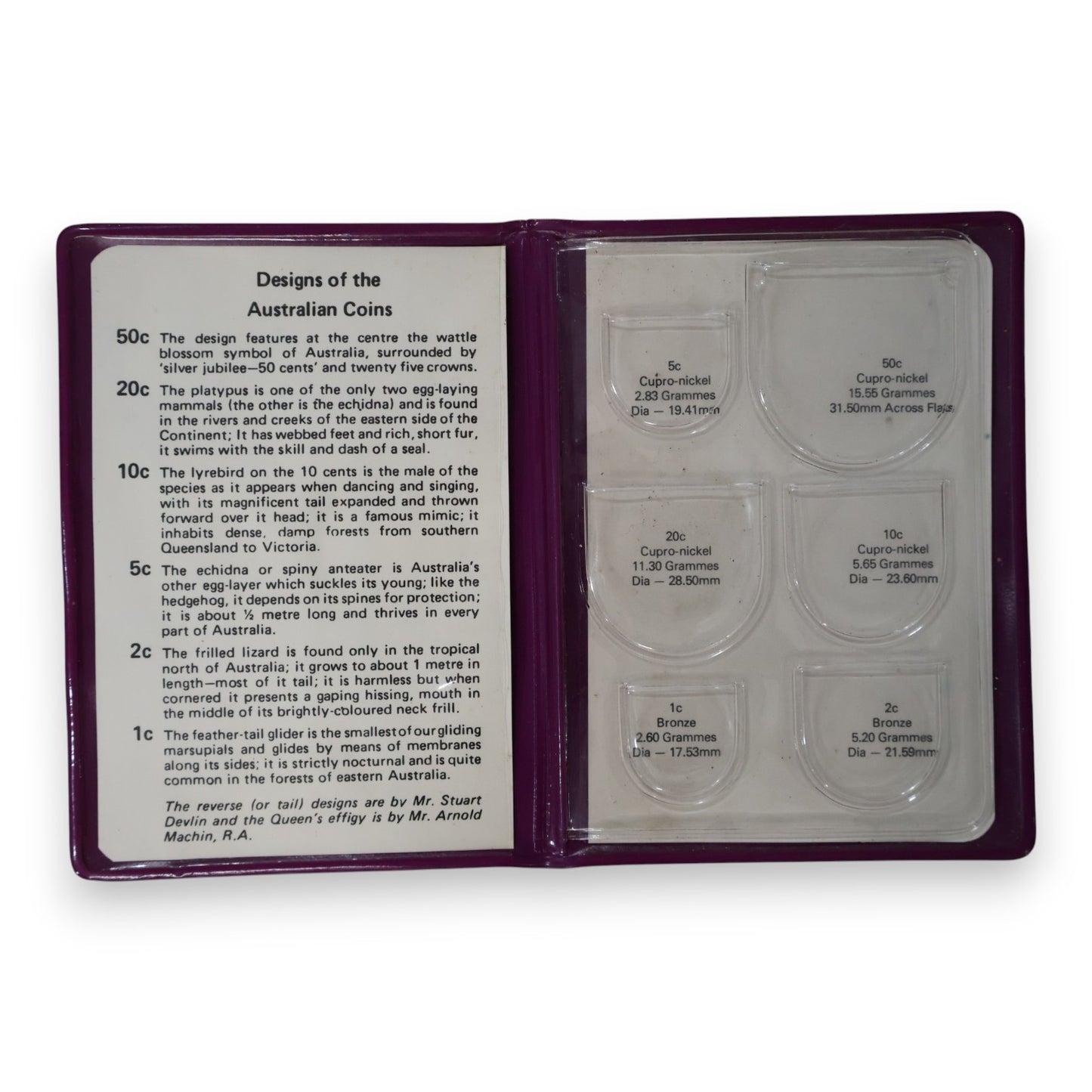 1977 Royal Australian Mint Uncirculated Set - QEII 25th Jubilee - Purple Wallet (PVC Residue)