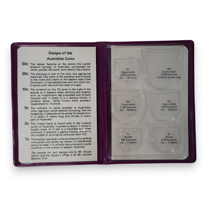 1977 Royal Australian Mint Uncirculated Set - QEII 25th Jubilee - Purple Wallet (PVC Residue)