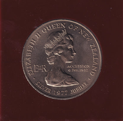 1977 New Zealand $1 Coin - Queen's Silver Jubilee & Waitangi Day