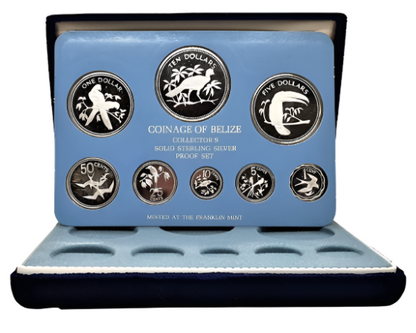 1978 Belize - Collector's Solid Sterling Silver Proof Set - Franklin Mint - 102.39 grams of .925 Silver